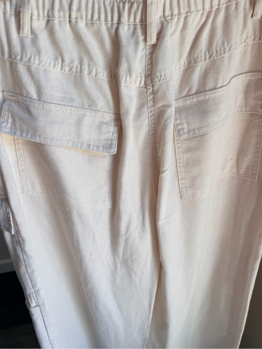 Hunter & Brown like new Cream Elastic-Waist Linen Blend Pants L - Picture 10 of 15